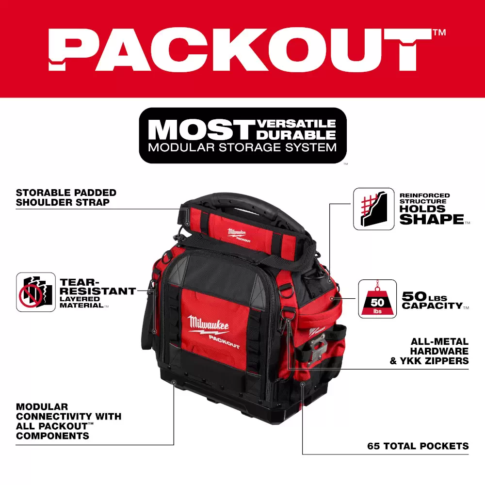 Milwaukee 48 22 8316 PACKOUT 15 in. Structured Tool Bag Adam s