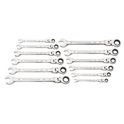 GEARWRENCH 86727 12 Pc. 90-Tooth 12 Point Flex Head Ratcheting Combination Metric Wrench Set