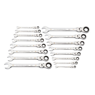 GEARWRENCH 86728 16 Pc. 90-Tooth 12 Point Flex Head Ratcheting Combination Metric Wrench Set