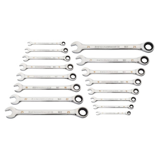 GEARWRENCH 86928 16 Pc. 90-Tooth 12 Point Metric Combination Ratcheting Wrench Set