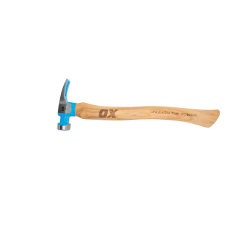 OX Tools OX-P083318 OX Pro Series 18oz Milled Face Framing Hammer /w Curved Genuine Hickory Handle