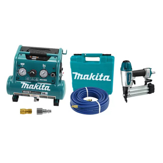 Makita DK0129X1 Quiet Series 0.5 HP, 1 Ga Compact Air Compressor and 18 Gauge Brad Nailer Combo Kit