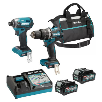 Makita DK0178G204 40V MAX XGT Cordless 2pc Brushless 1/2" Hammer Drill & 1/4" Impact Combo (2.5Ah x2 Kit)