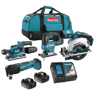 Makita DLX4176TX1 18V LXT Cordless 4pc Multi-Tool, 1/3 Sheet Sander, Jig & Circular Saw Combo (5.0 Ah x2 Kit)