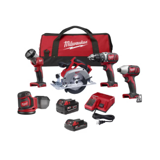 Milwaukee 2696-25C 5-PC 18V M18 Lithium-Ion Cordless Combo Kit (3AH + 1.5AH)