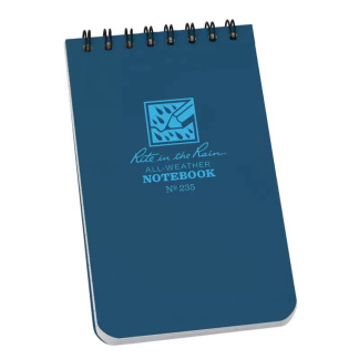 Rite in the Rain 235 Blue 3"x5" Top Sprial All-Weather Notebook, 50 Sheets