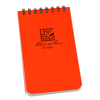 Rite in the Rain OR35 Orange 3"x5" Top Sprial All-Weather Notebook, 50 Sheets