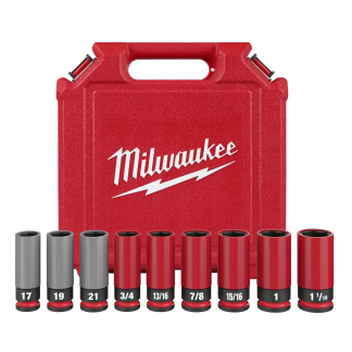 Milwaukee 49-66-7832 9pc Impact Duty 1/2" Drive SAE & Metric Lug Nut Wheel Socket Set