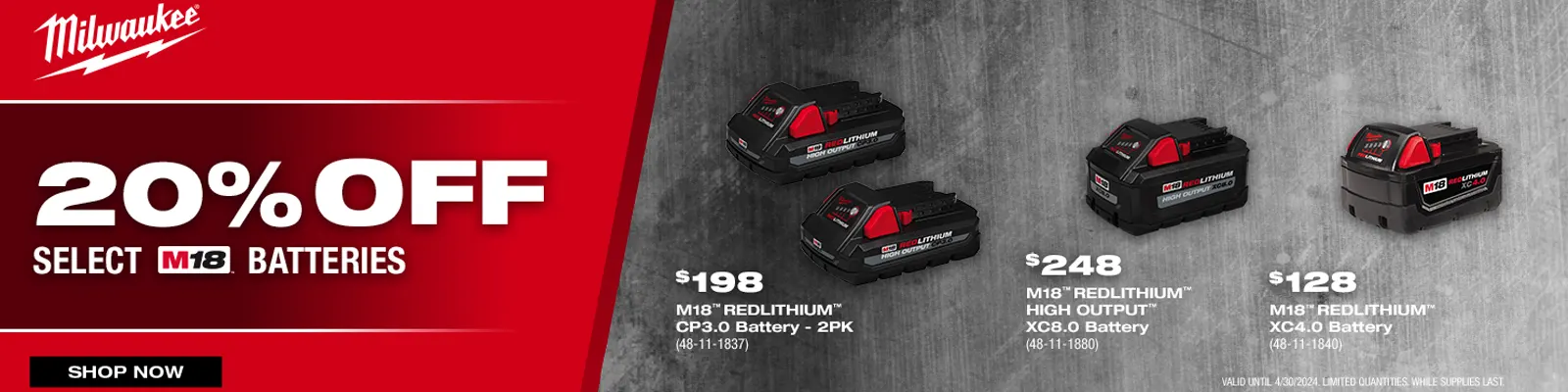 Milwaukee battery promotion deals