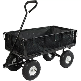 TERRATUFF TTMWBK 661LB Mesh Lawn & Garden Cart with Black Liner