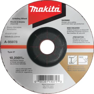 Makita A-95978 6" x 1/4" x 7/8" 36 Grit INOX Grinding Wheel