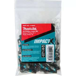 Makita A-96497 ImpactX #3 Phillips 1″ Insert Bit, Impact Driver Bit