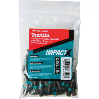 Makita A-96528 ImpactX #2 Square Recess 1″ Insert Bit, Impact Driver Bit
