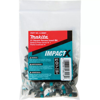 Makita A-98887 ImpactX #1 Square Recess 1″ Insert Bit, Impact Driver Bit