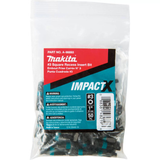 Makita A-98893 ImpactX #3 Square Recess 1″ Insert Bit, Impact Driver Bit