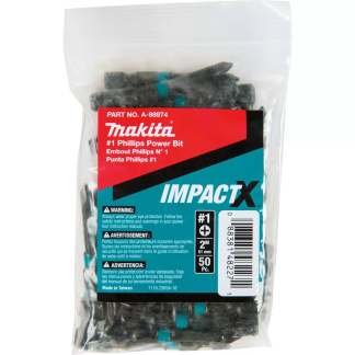 Makita A-98974 ImpactX #1 Phillips 2″ Power Bit, Impact Driver Bit