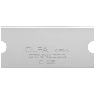 OLFA GSB-2S/6B Stainless-Steel Glass Scraper Blade (18mm x 40mm x 0.25mm), Pack of 6 in Storage Case