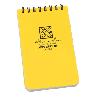 Rite in the Rain 135-BL Yellow 3" x 5" Top Sprial All-Weather Notebook, 50 Sheets