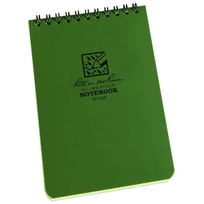 Rite in the Rain 946-BL Green 4" x 6.25" Spiral All-Weather Notebook, 50 Sheets