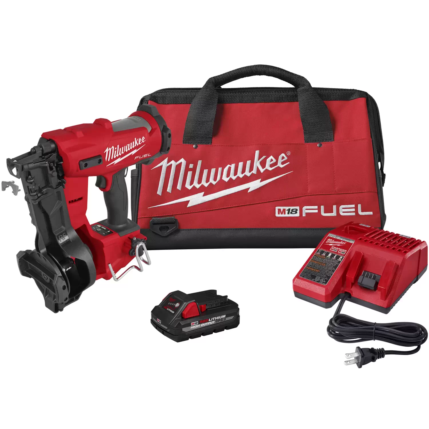 Milwaukee 2909 21 M18 FUEL Cordless Coil Roofing Nailer Kit 3AH Adam s Tarp Tool Ltd